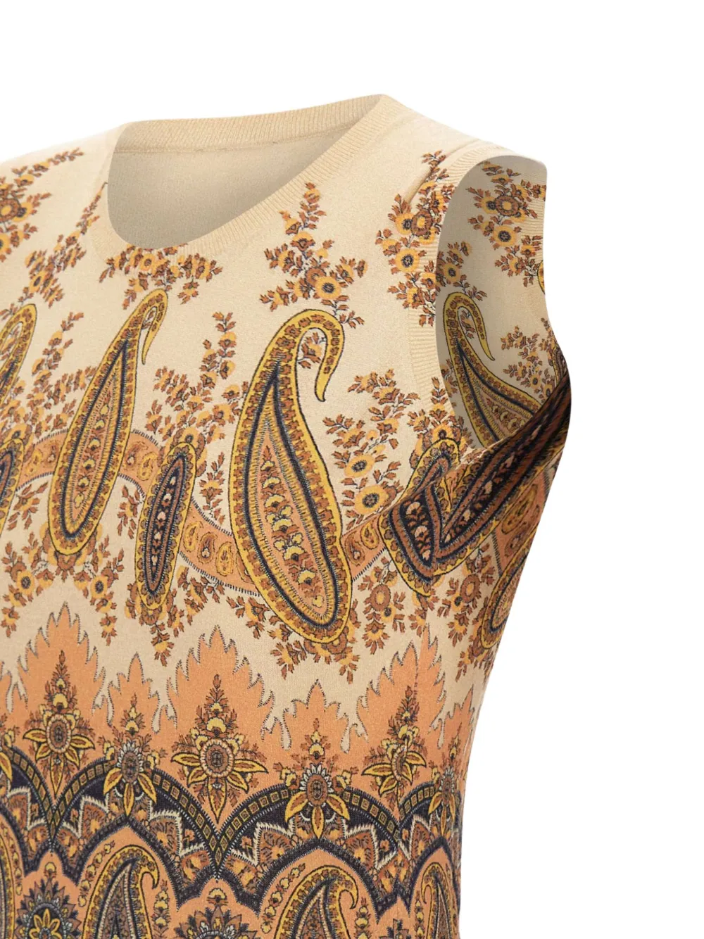 ETRO paisley print sleeveless top Beige
