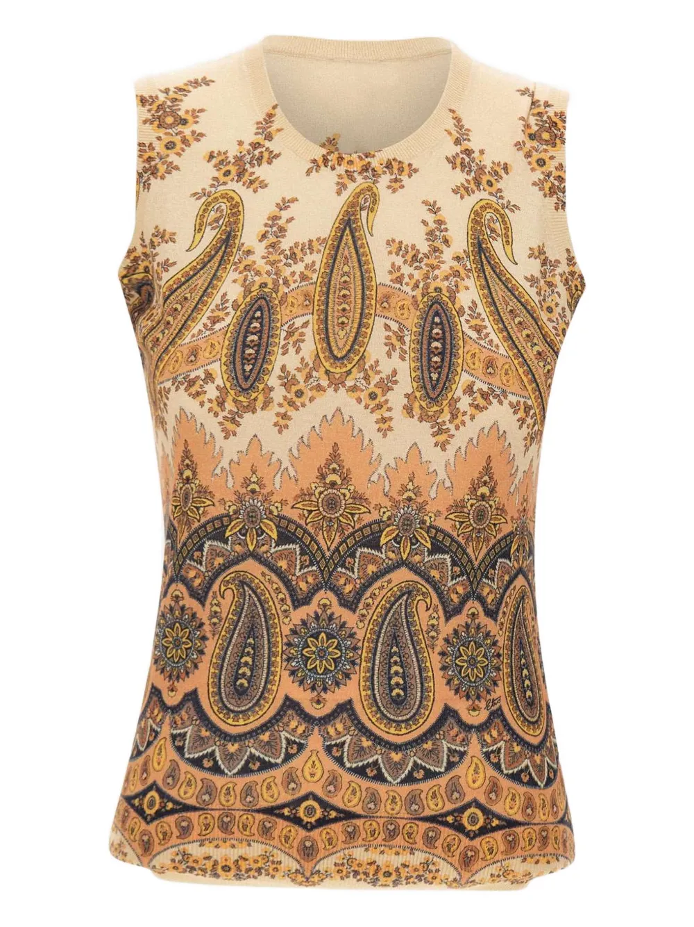 ETRO paisley print sleeveless top Beige