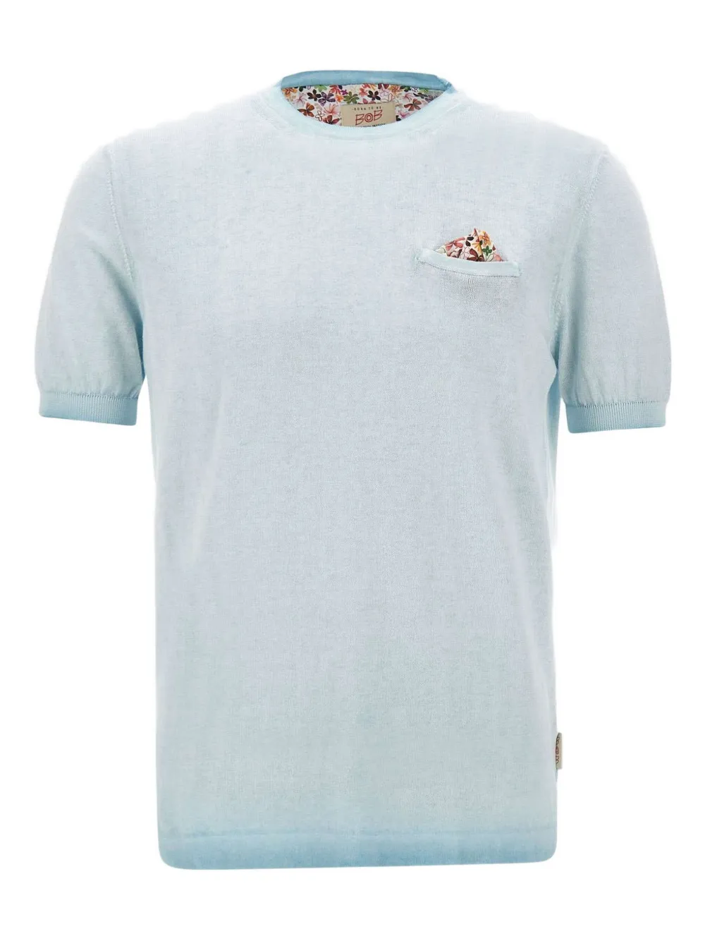 floral-pocket cotton T-shirt
