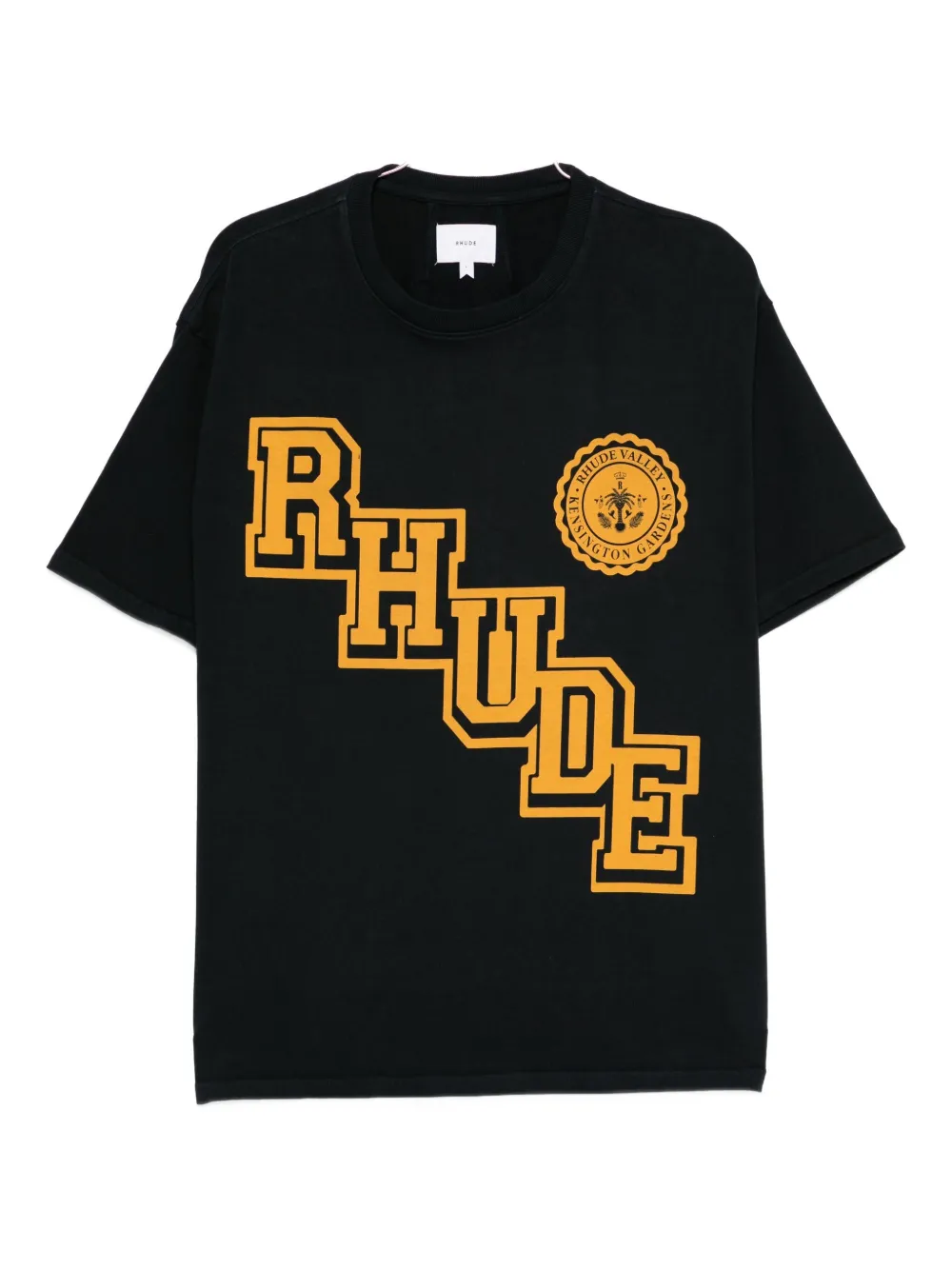 Rhude University Crest Graphic Print T-shirt In Black