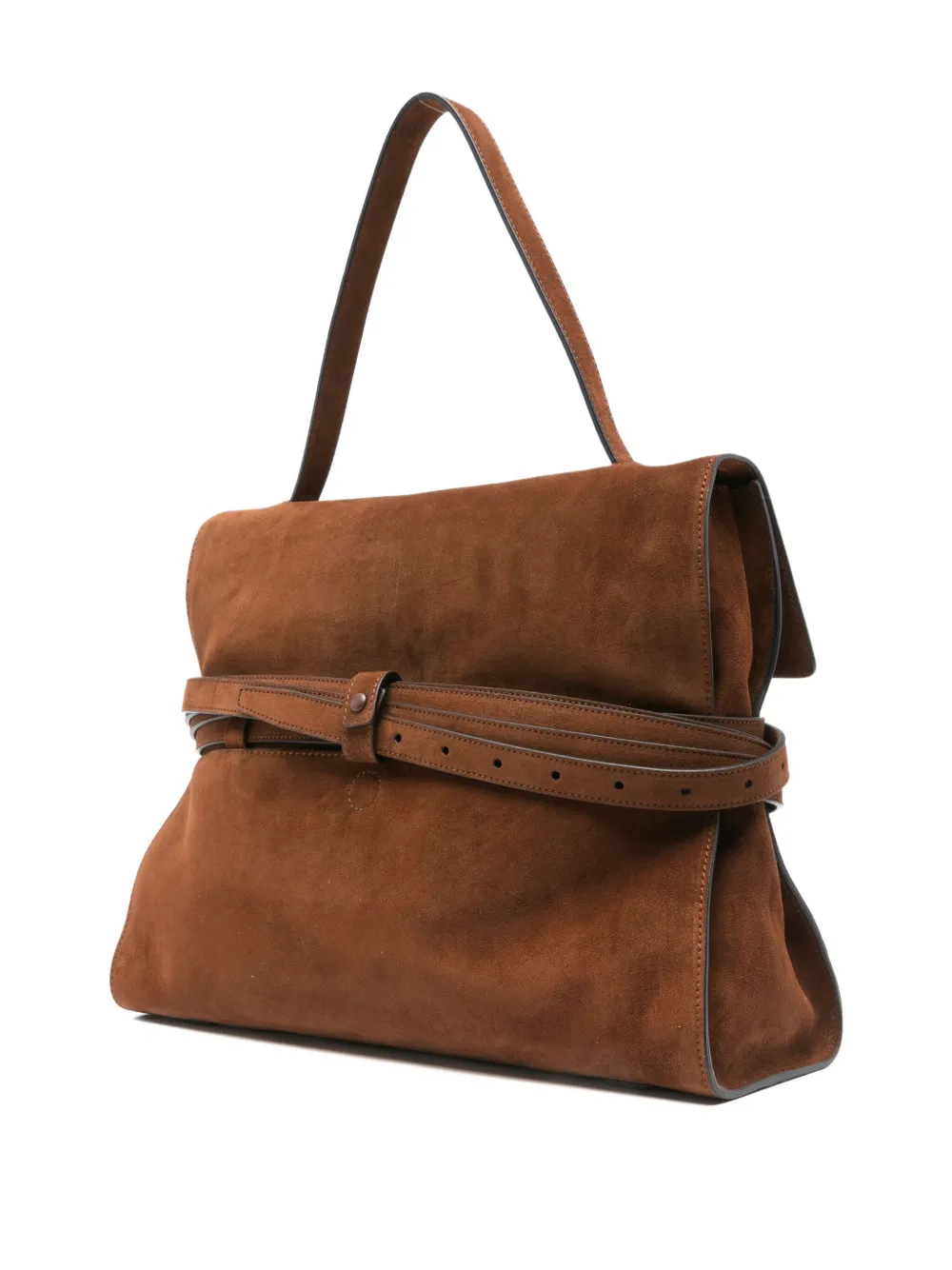 Moschino Tie Me suède shopper met ceintuur Bruin