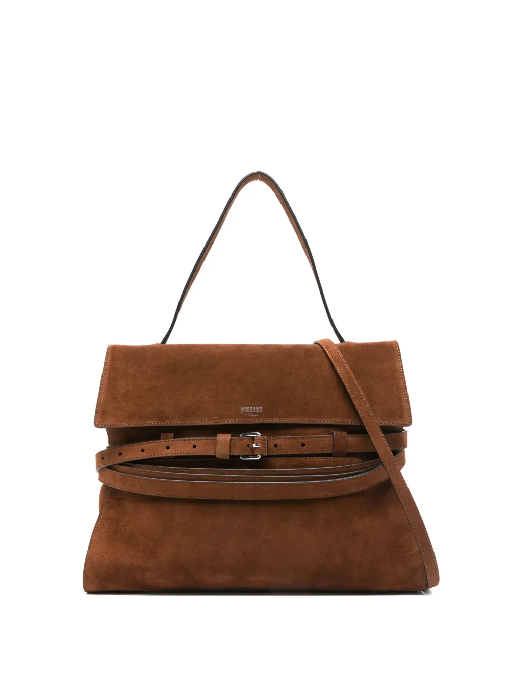 Moschino Tie Me belted suede tote bag Bruin