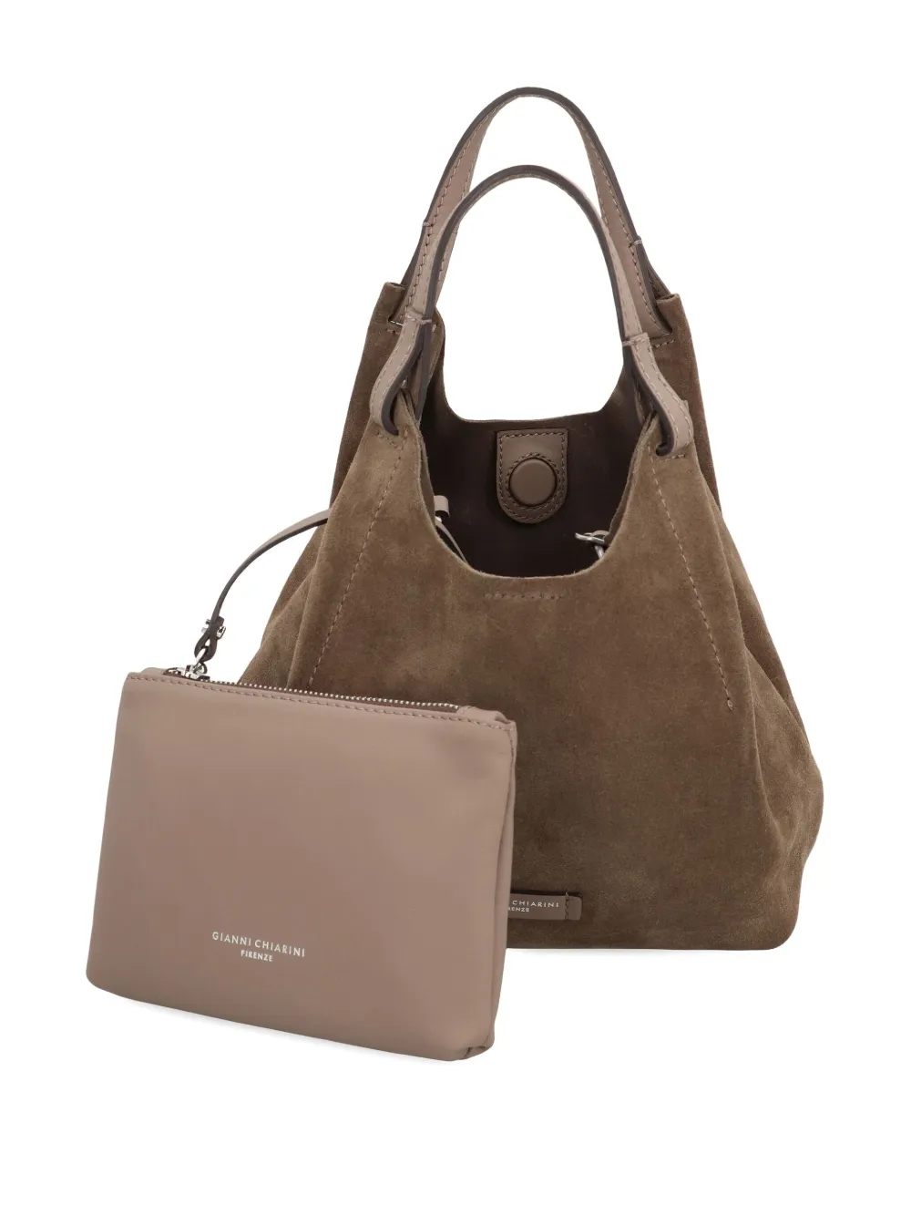 GIANNI CHIARINI Dua suede top-handle tote bag Bruin