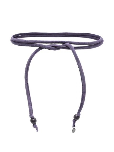 Niu suede-tie beaded belt