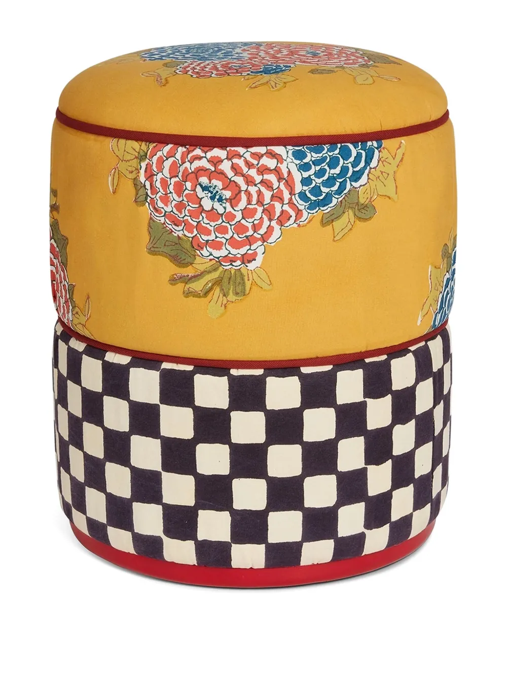 Lisa Corti Gemusterter Ottoman Corolla Hocker | Gelb | Image 1