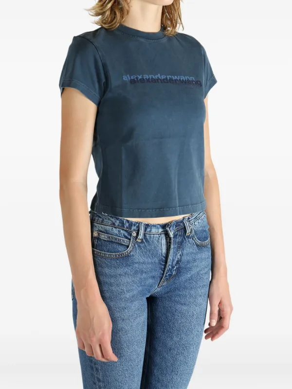 Alexander Wang logo-print short-sleeve T-shirt | Blue | FARFETCH