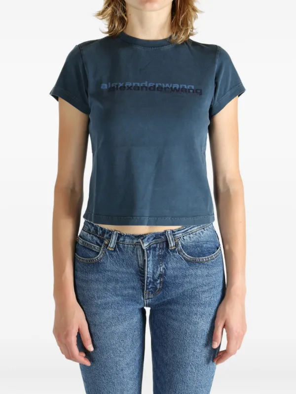 Alexander Wang logo-print short-sleeve T-shirt | Blue | FARFETCH