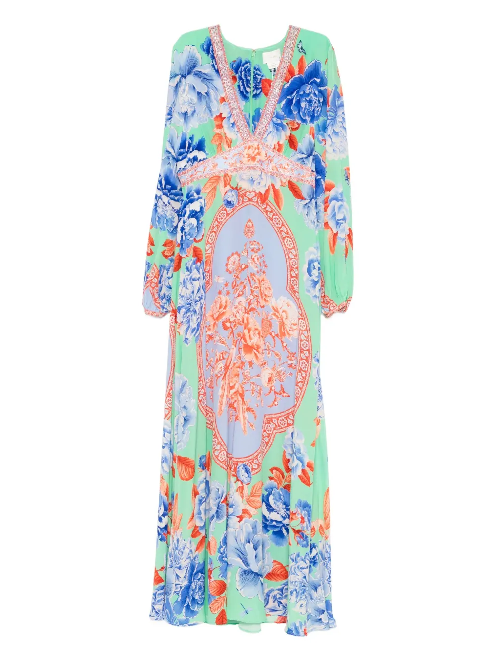 Camilla v-neck floral-print maxi dress - ブルー Camilla v-neck floral-print maxi dress - ブルー