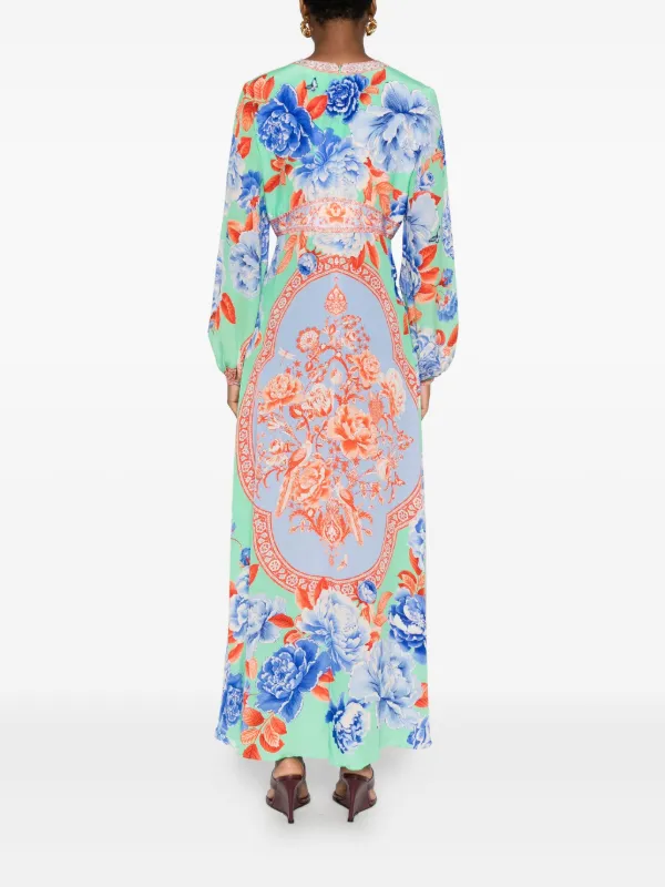 Camilla v-neck floral-print Maxi Dress | Blue | FARFETCH NO Camilla v-neck floral-print Maxi Dress | Blue | FARFETCH NO