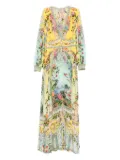 Camilla palace-print button-front dress - Yellow