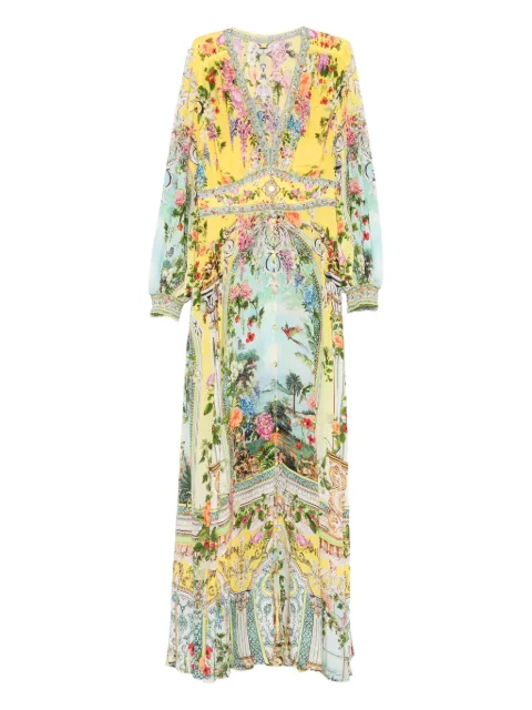 Camilla palace-print button-front dress