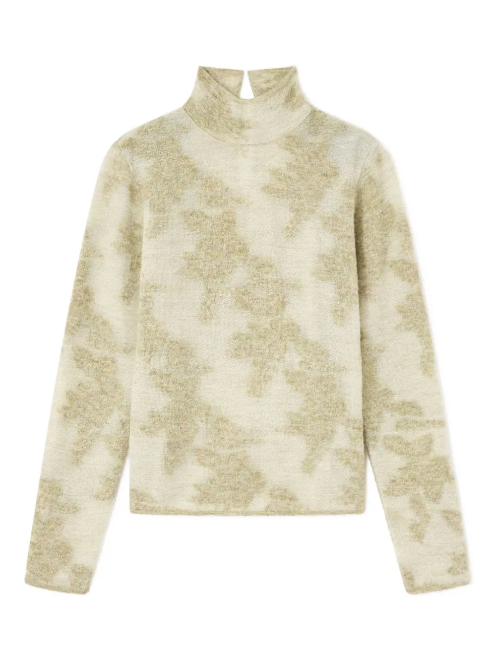 Ganni Flower Jacquard Mockneck Sweater In Neutral