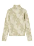 GANNI flower jacquard mockneck sweater - Green