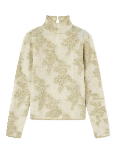 GANNI flower jacquard mockneck sweater