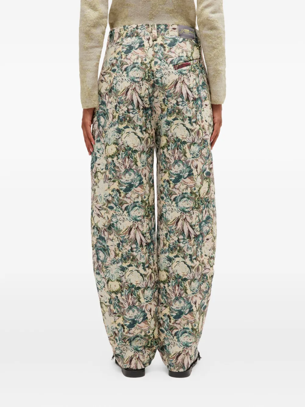 Ganni Jacquard Floral Trousers In Multi