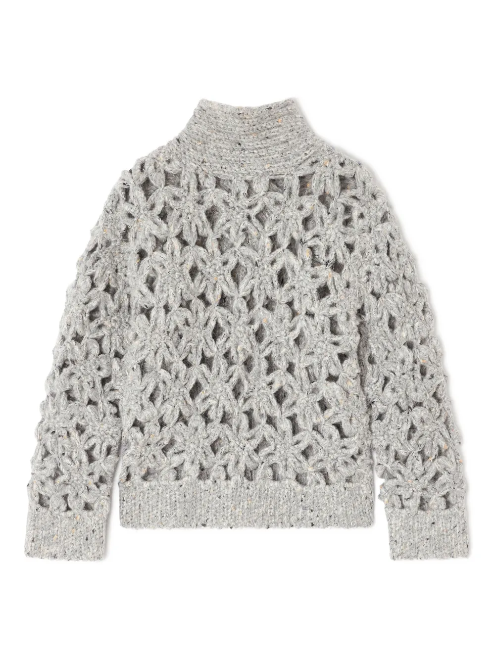 GANNI flower crochet alpaca sweater | Grey | Image 1