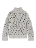 GANNI flower crochet alpaca sweater - Grey