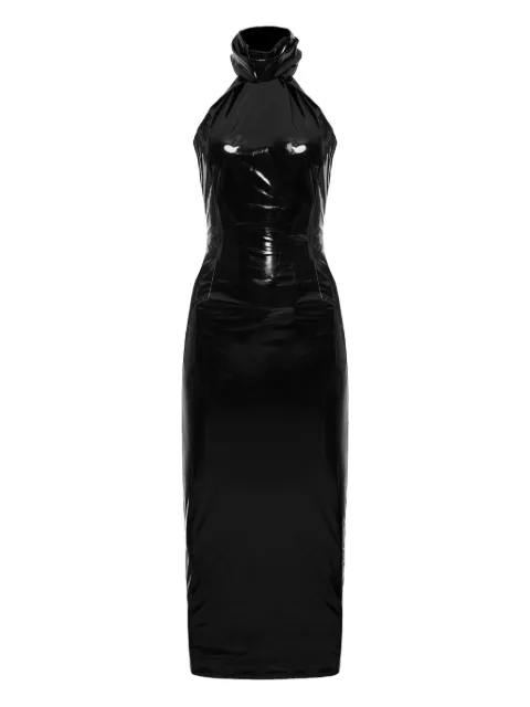 Lika high-neck open-back midi dress