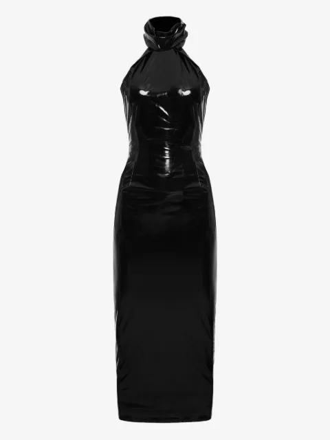 Lika high-neck open-back midi dress