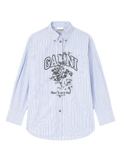 GANNI stripe graphic shirt