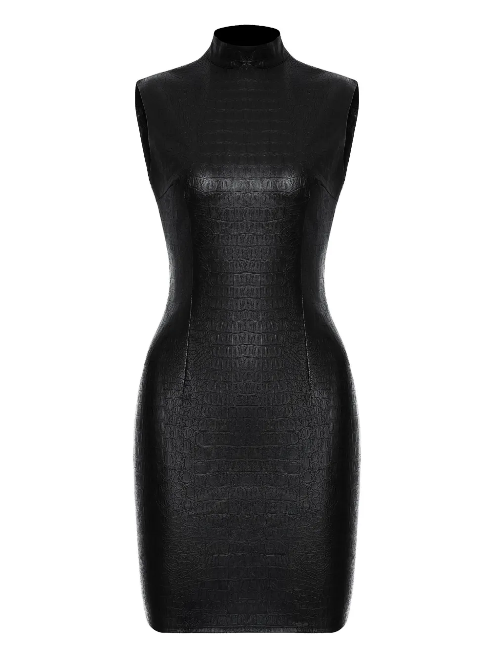 Lika high-neck crocodile-effect mini dress | Black | Image 1