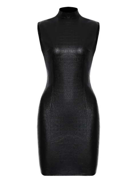 Lika high-neck crocodile-effect mini dress