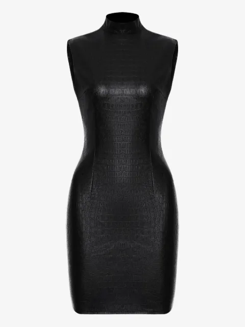 Lika high-neck crocodile-effect mini dress