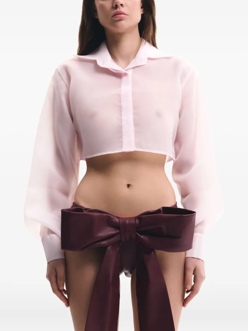 Lika bow-detail mini shorts | Leather & Faux Leather Shorts | Image 2