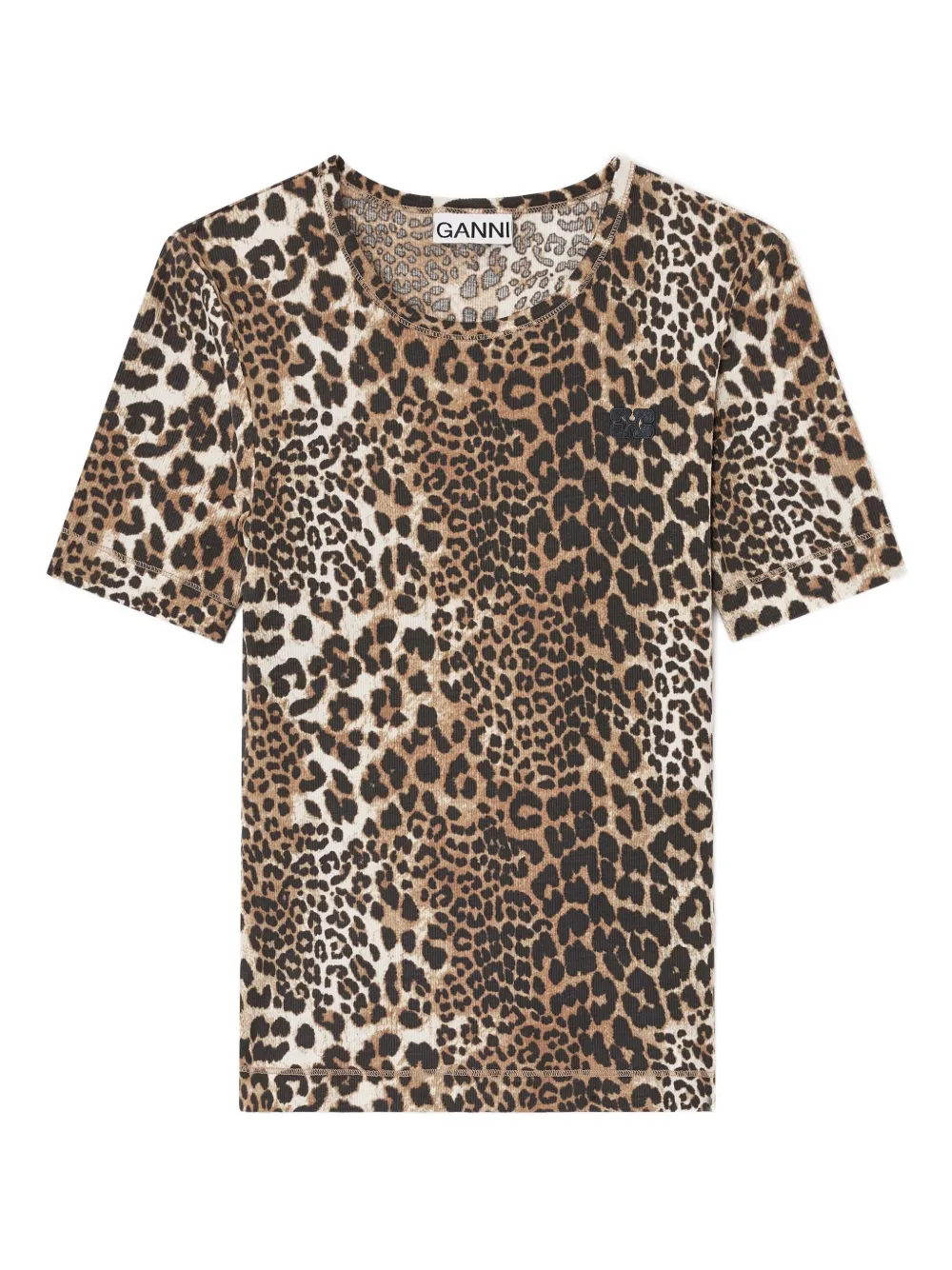 GANNI rib short-sleeve T-shirt | Brown | Image 1
