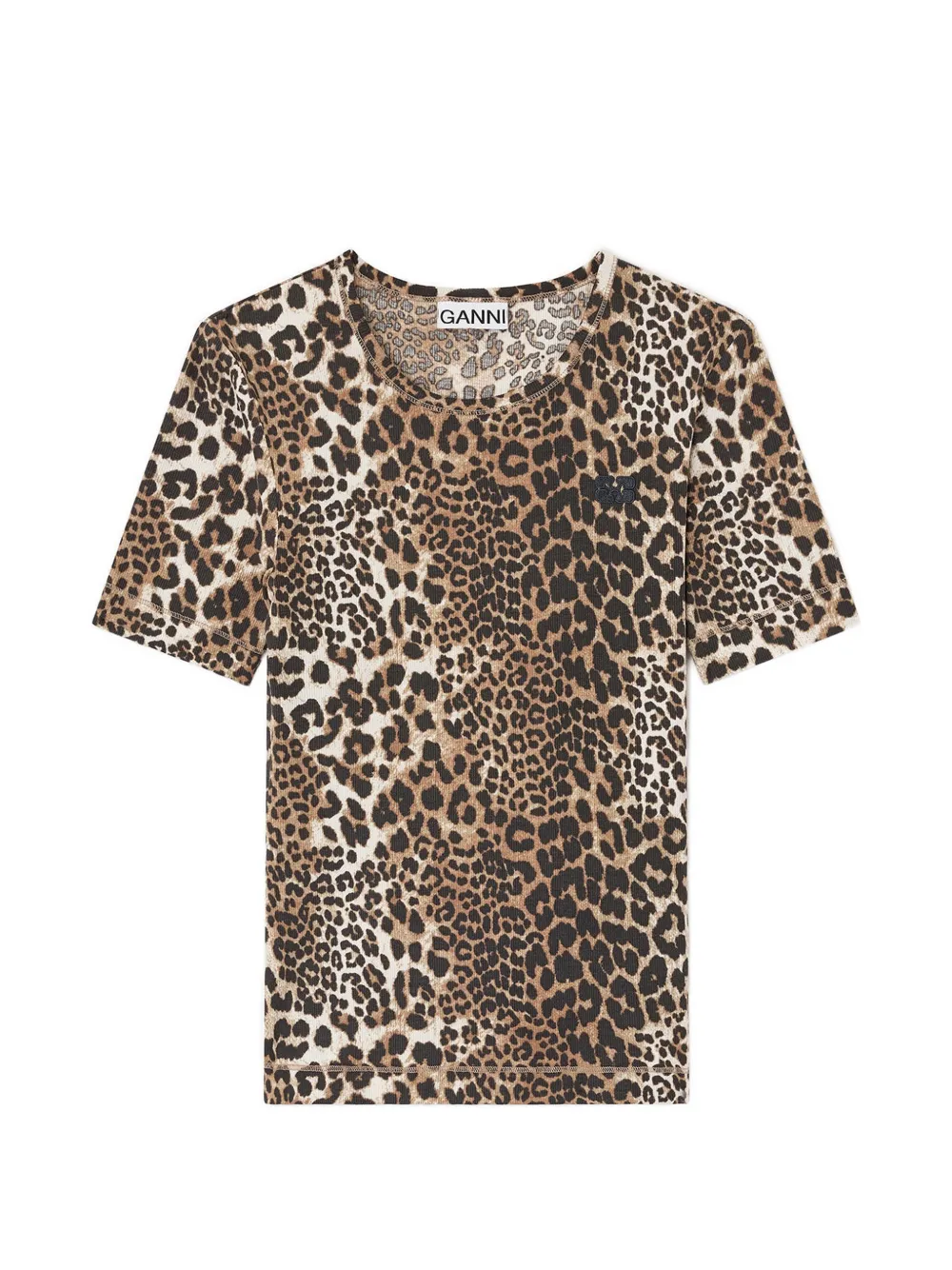 GANNI Geribbeld T-shirt Bruin