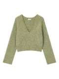 GANNI brushed v-neck sweater - Green