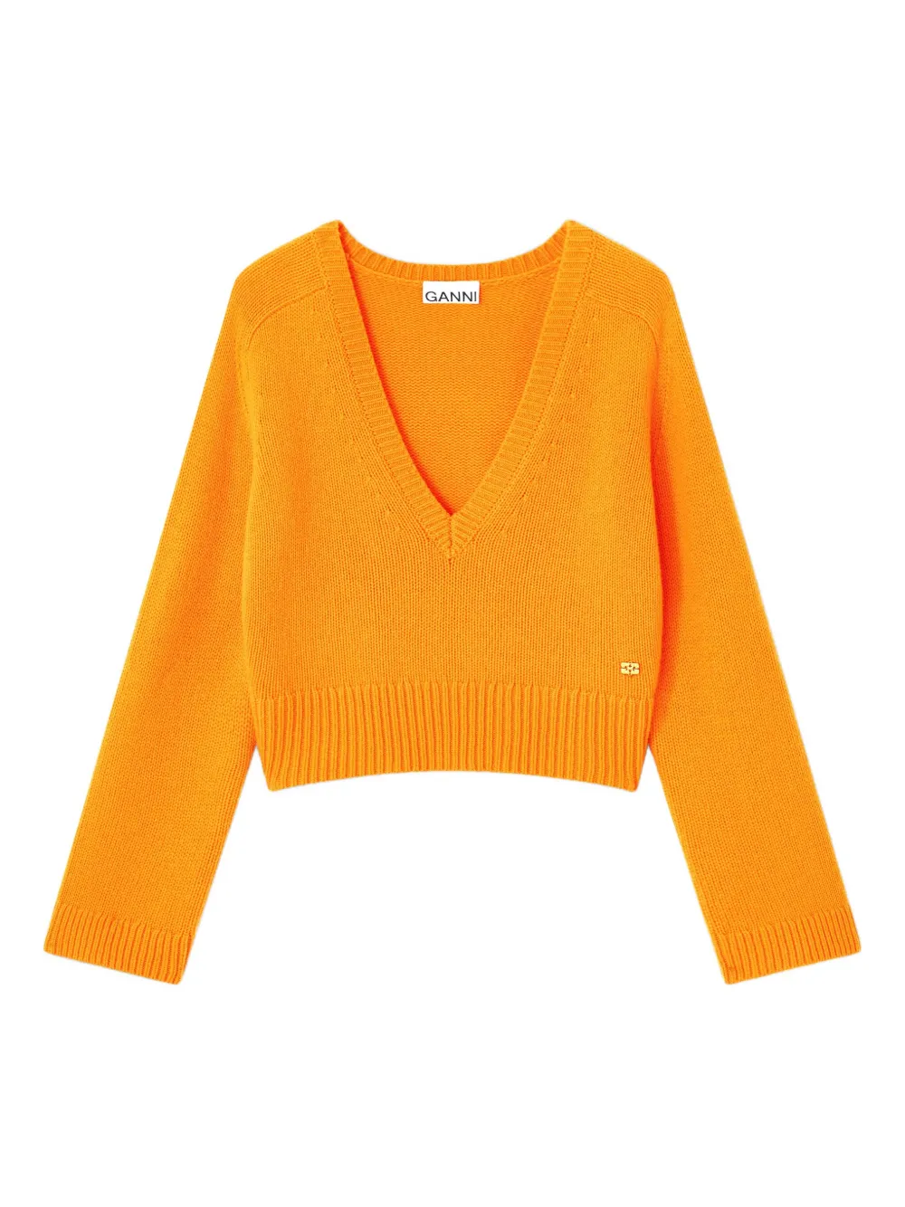 GANNI cashmere deep-V-neck sweater | Orange | Image 1