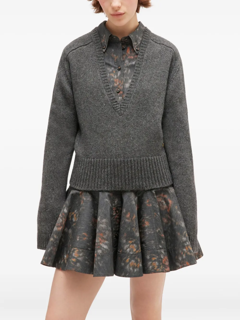 GANNI Trui met diepe V-hals Grijs