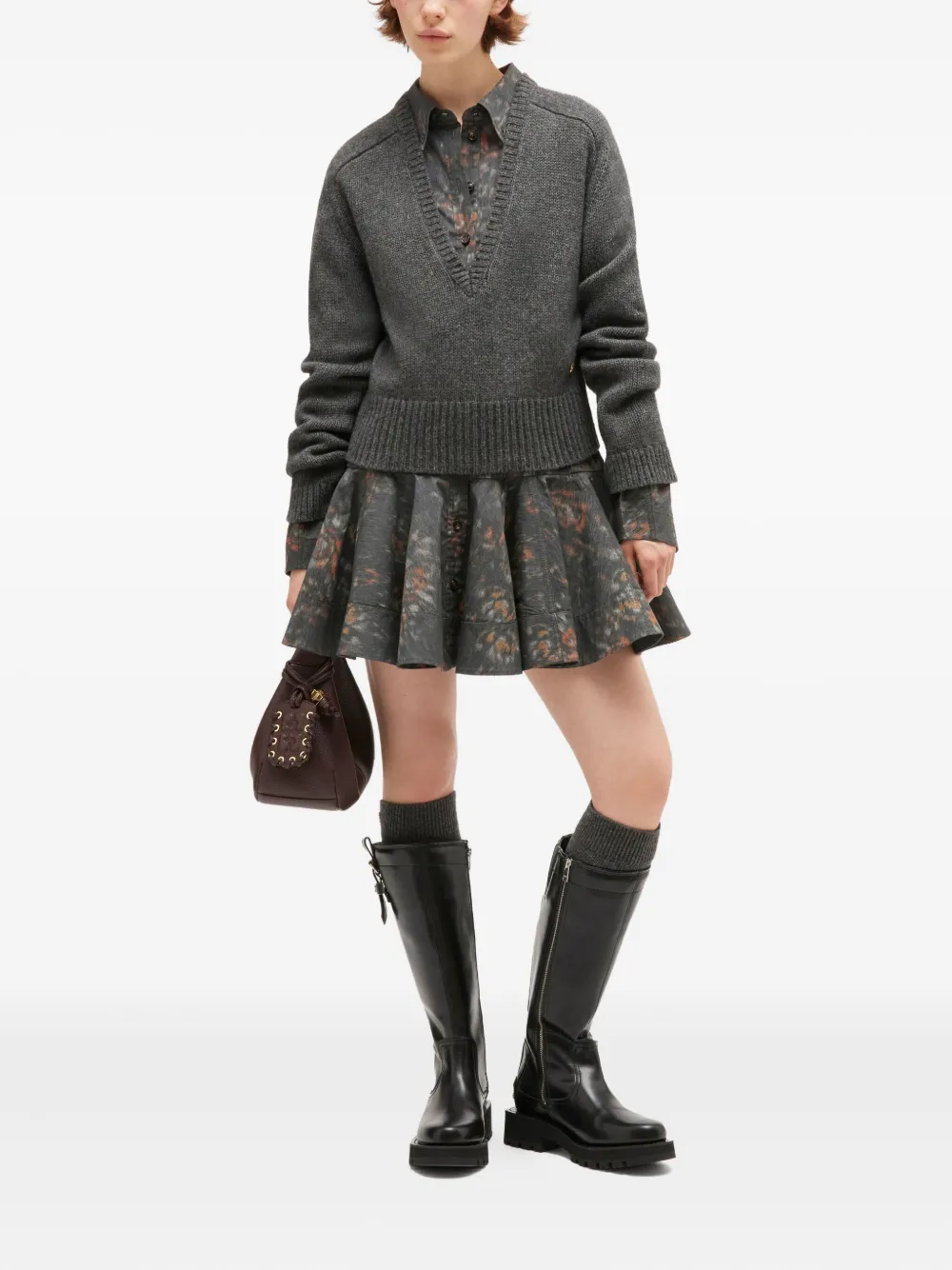 GANNI Trui met diepe V-hals Grijs