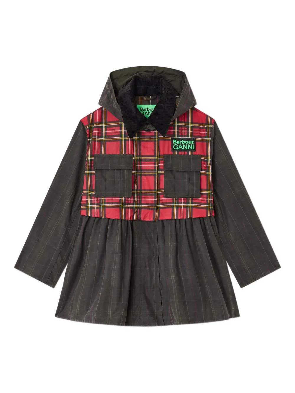 GANNI x Barbour Cappotto tartan - Verde