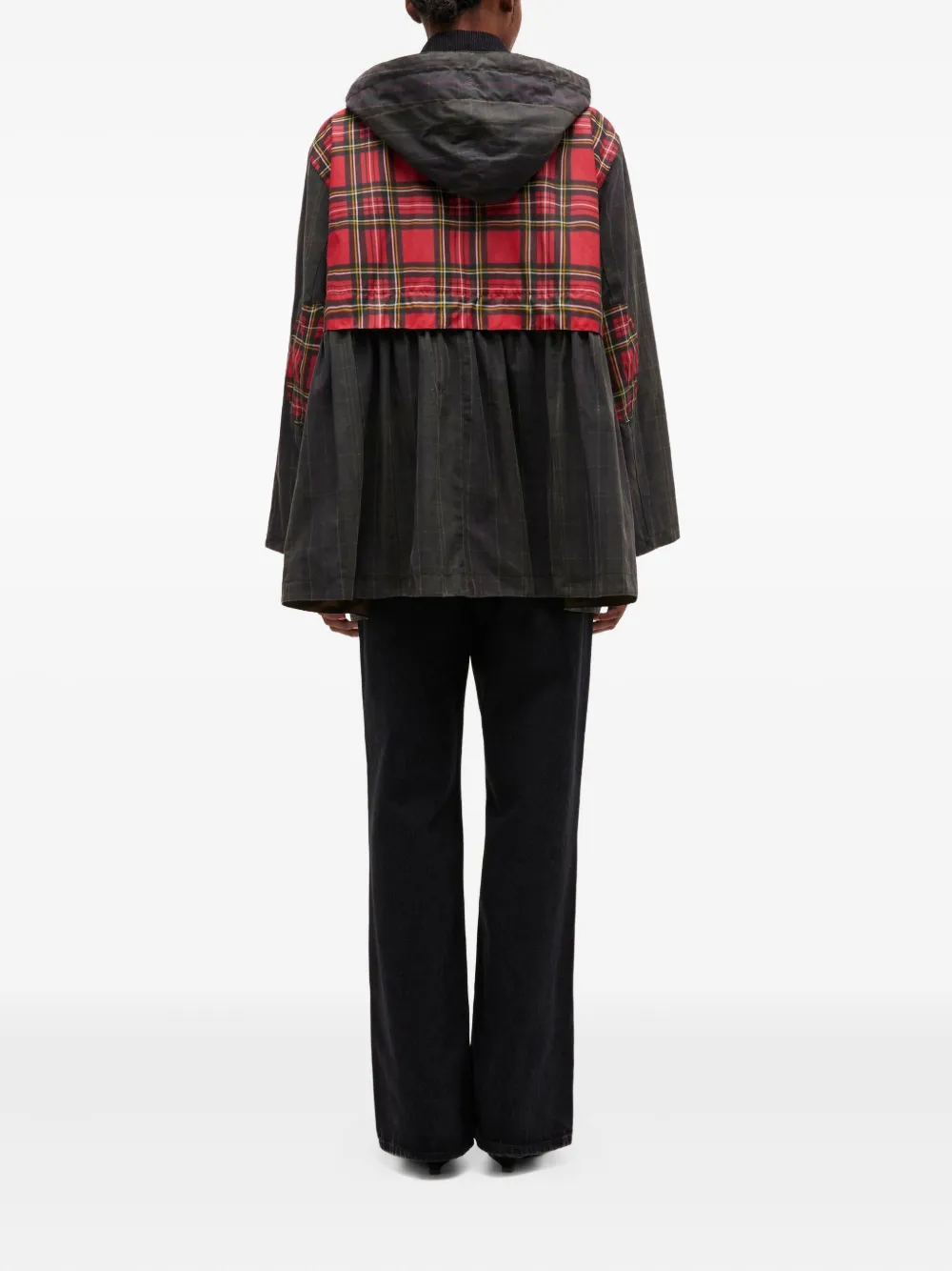 GANNI x Barbour peplum wax jack met tartan-ruit Groen