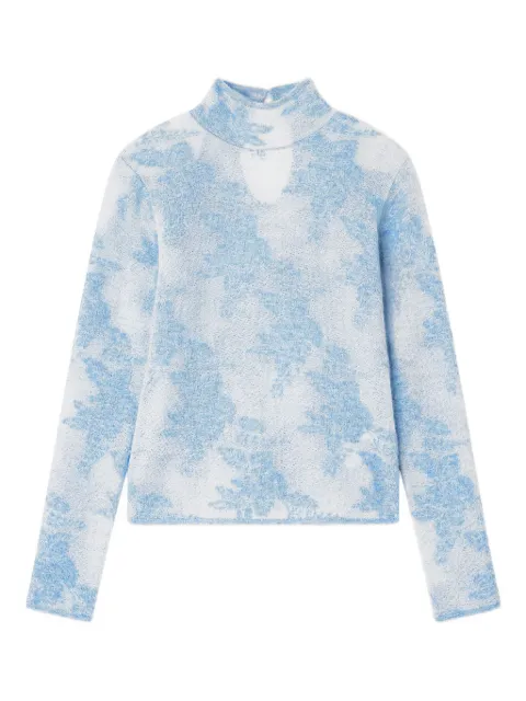 GANNI — flower-jacquard mockneck sweater