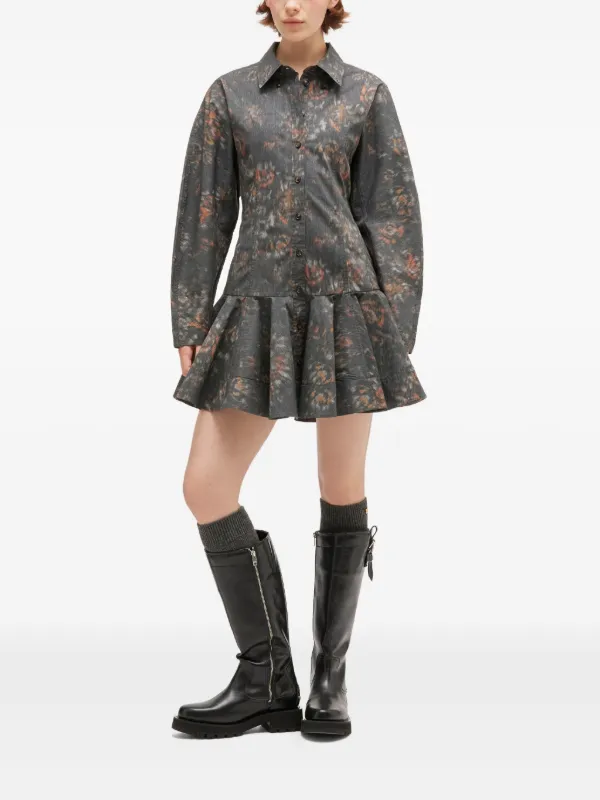 ganni dress grey GANNI Grey Wool Mini Dress