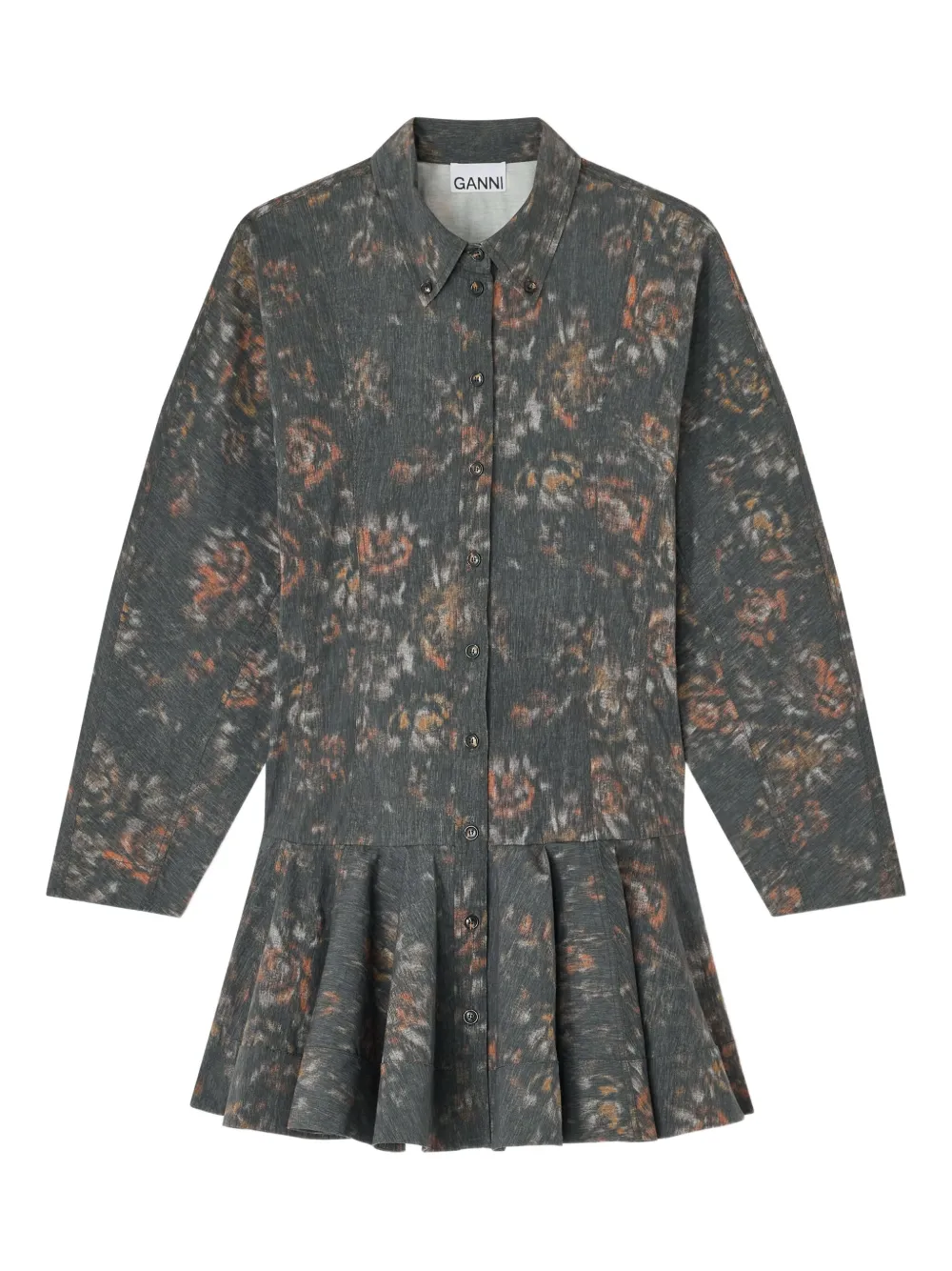 GANNI printed buttoned dress | Grey | Image 1