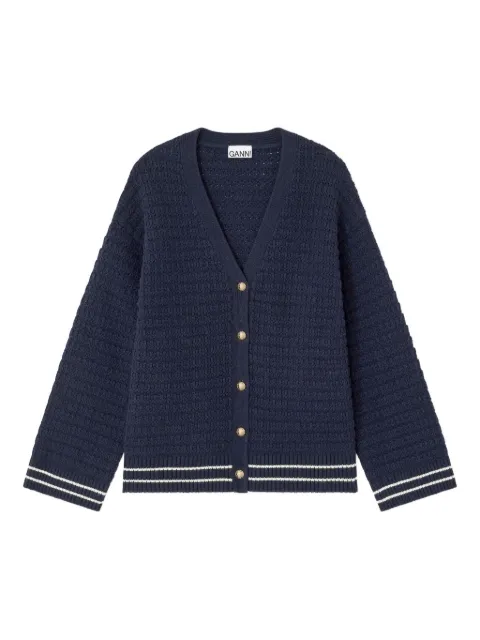 GANNI striped-detail cardigan