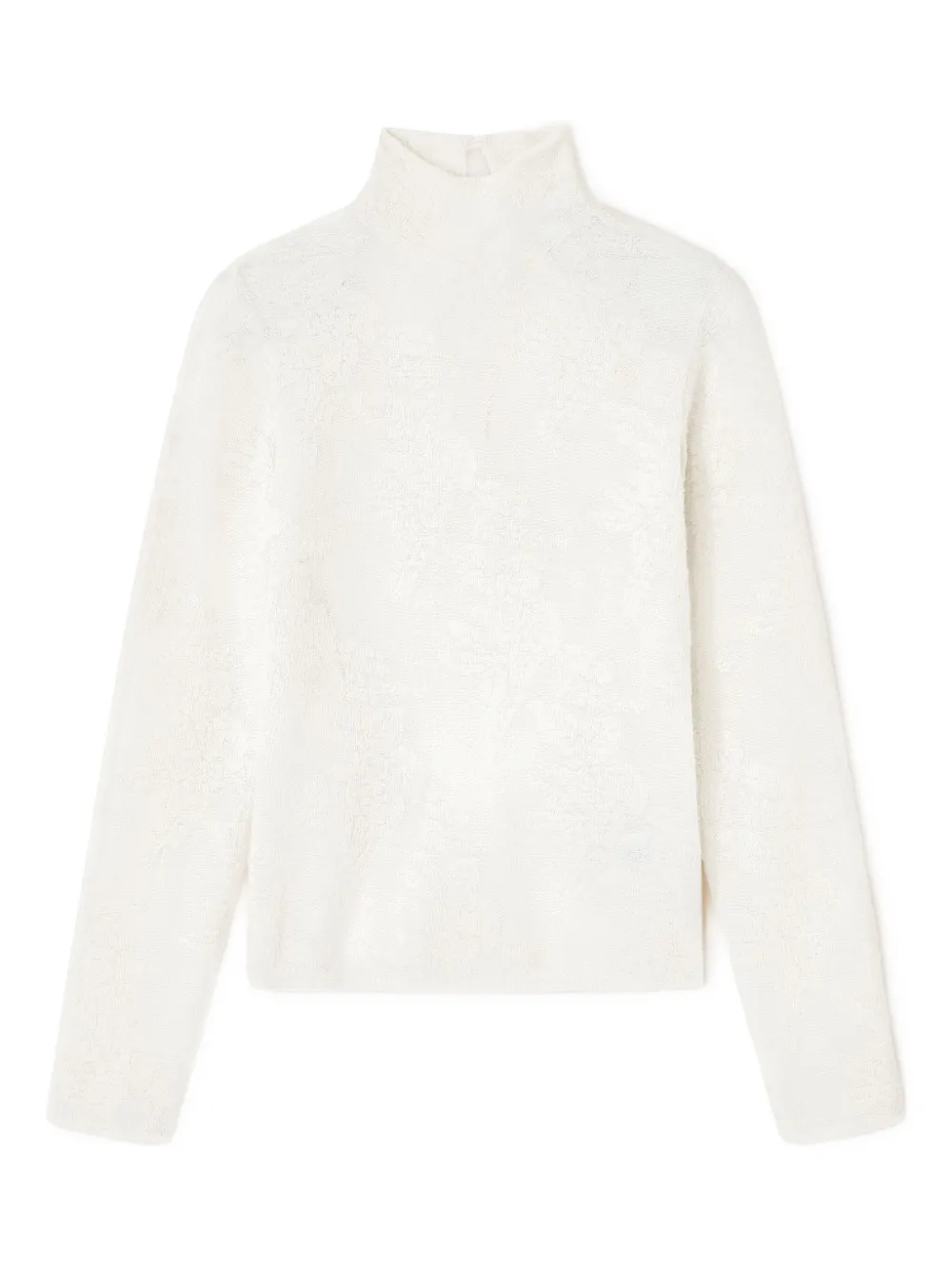 Ganni Flower Jacquard Mockneck Top In White