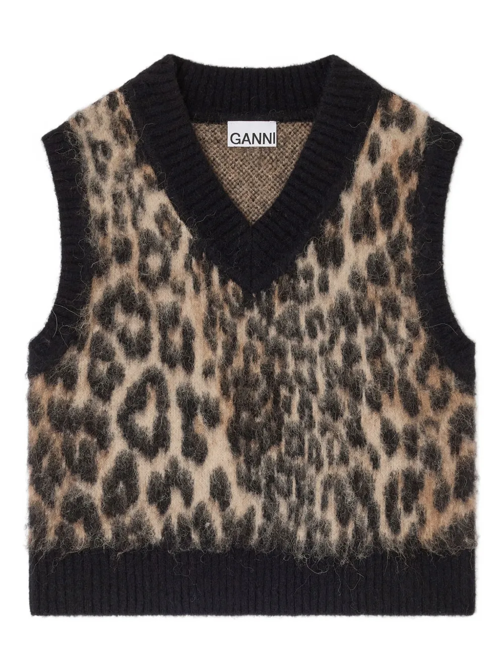GANNI V-neck leopard-print vest | Neutrals | Image 1