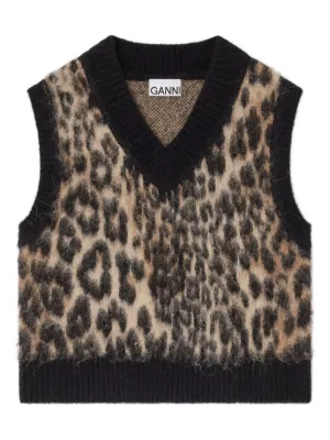GANNI グラフィック ニットベスト | ブラック | FARFETCH JP