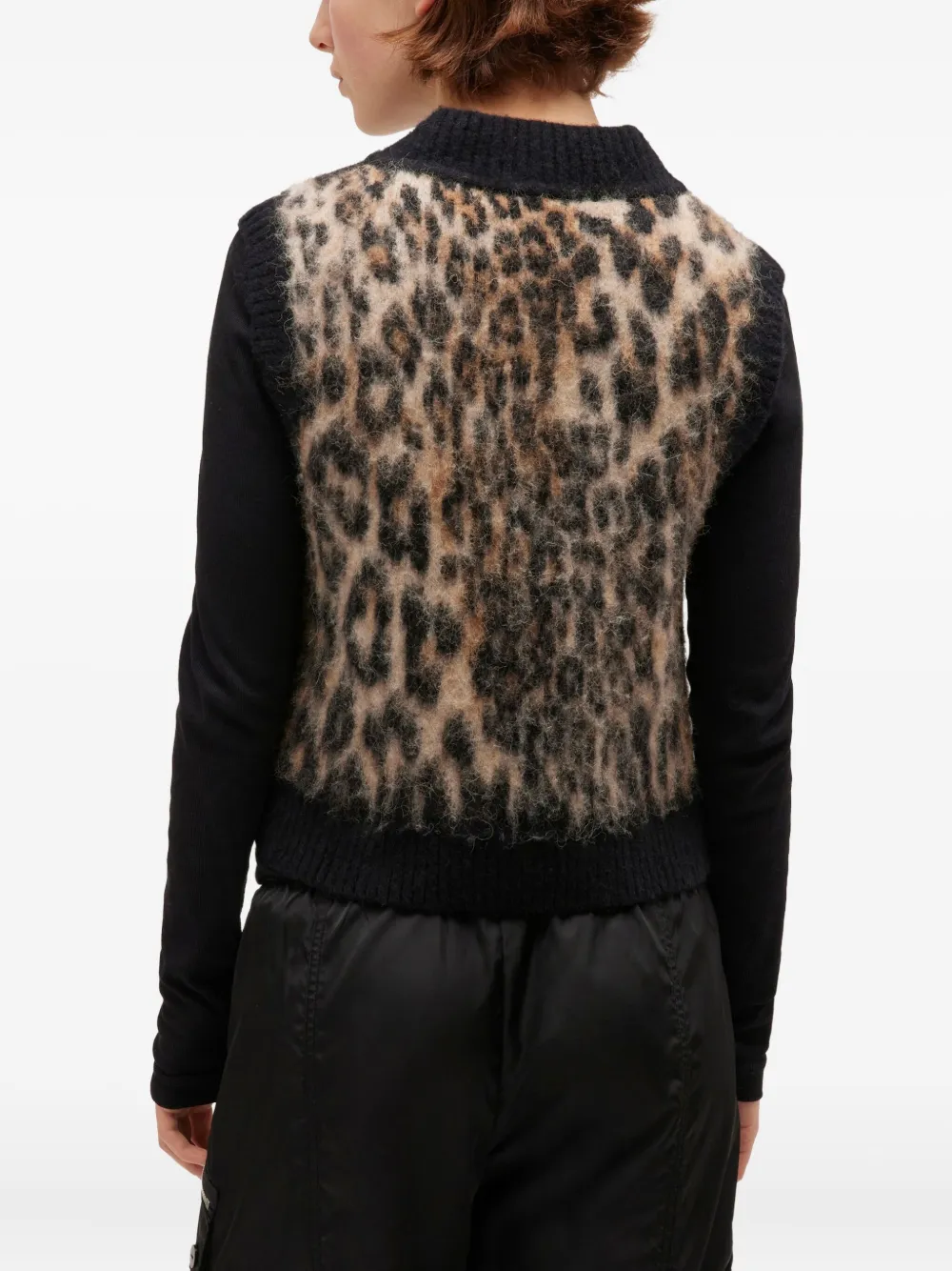 Ganni V-neck Leopard-print Vest In Multi