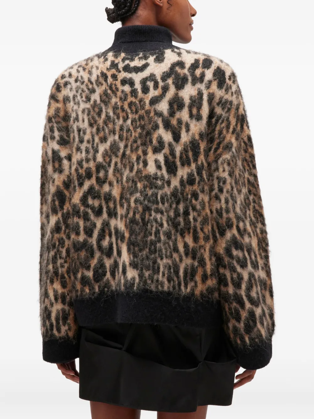 Ganni Leopard-print Button Cardigan In Neutral