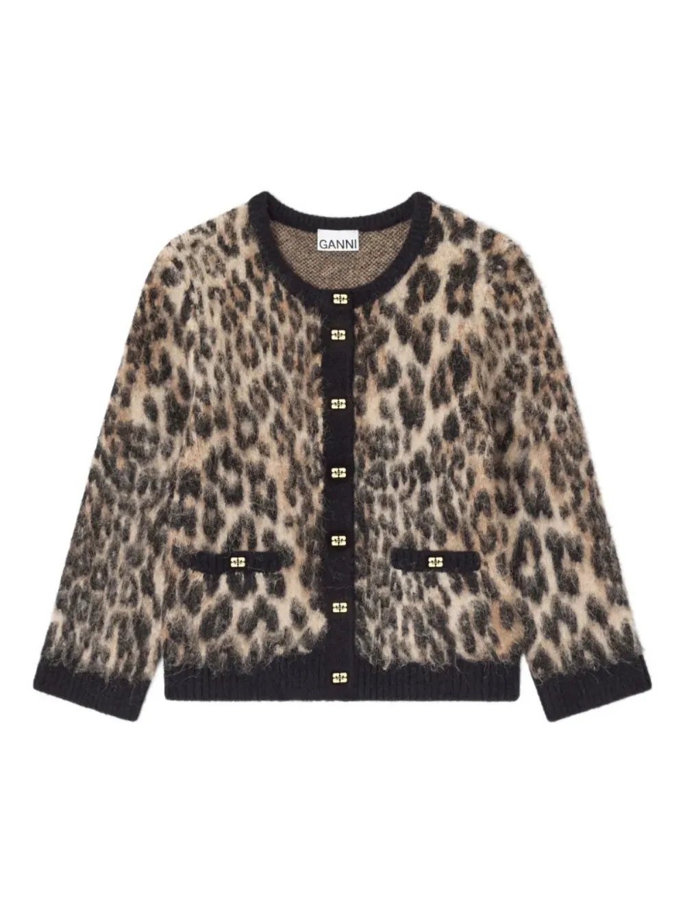 GANNI leopard-print button cardigan | Neutrals | Image 1