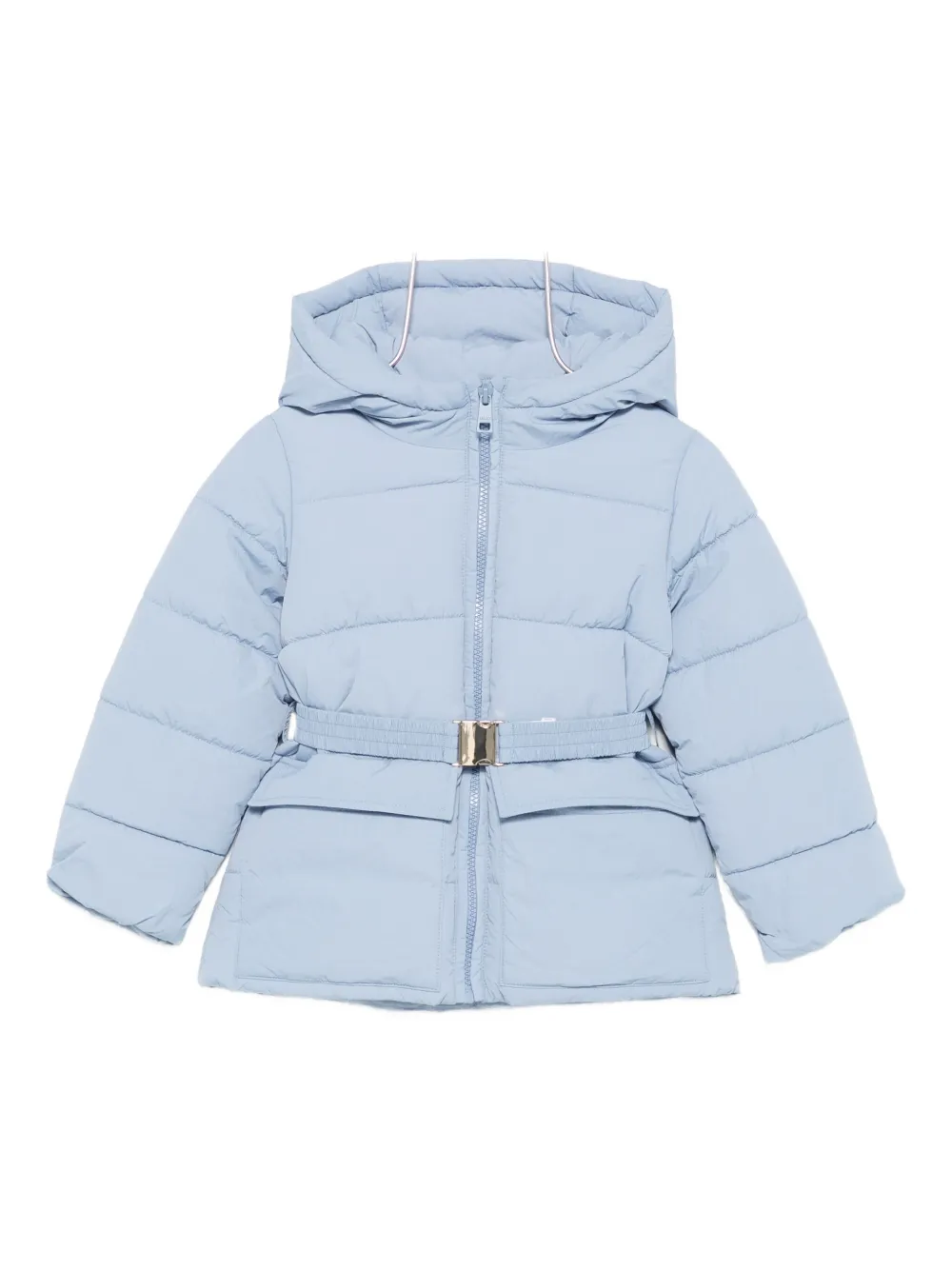 Liu Jo Kids hooded belted puffer jacket - Blu