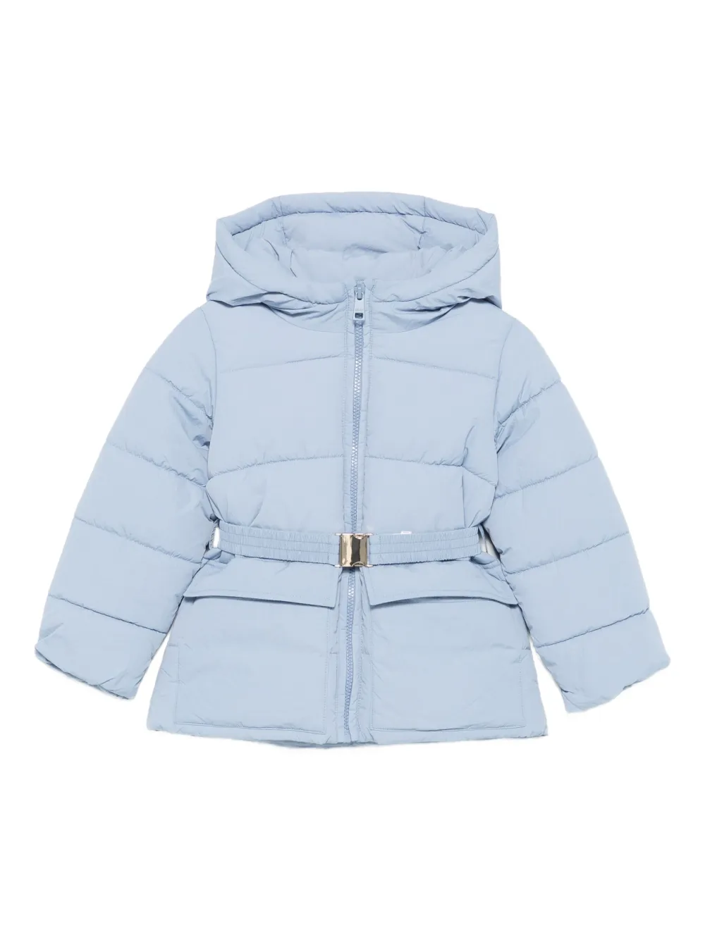 Liu Jo Kids Donsjack met capuchon en ceintuur Blauw