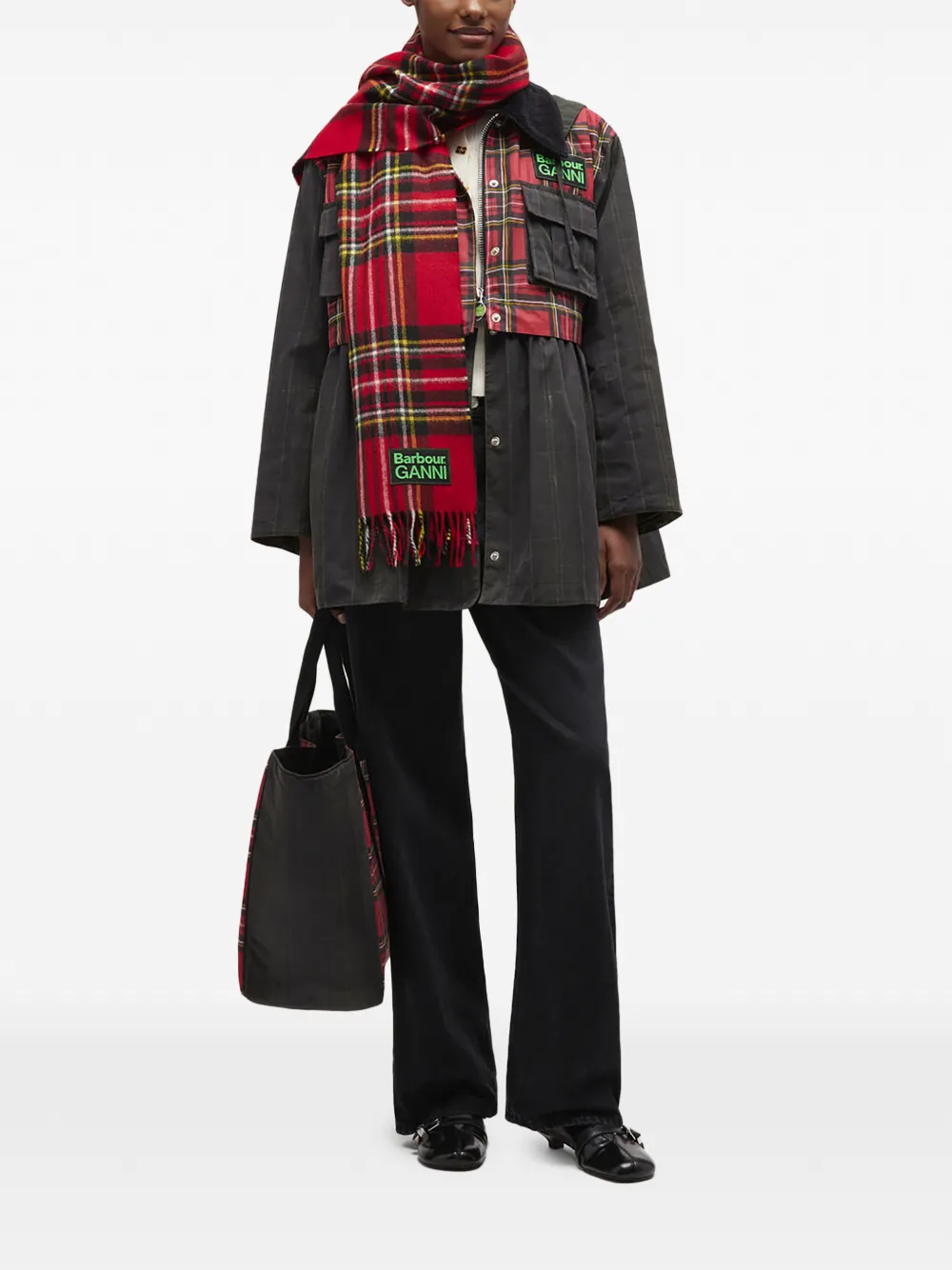 GANNI x Barbour sjaal met tartan ruit - Rood