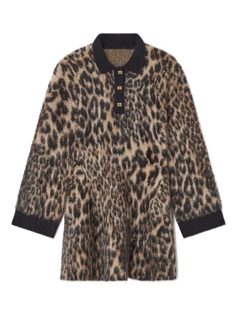 GANNI leopard-print button mini dress